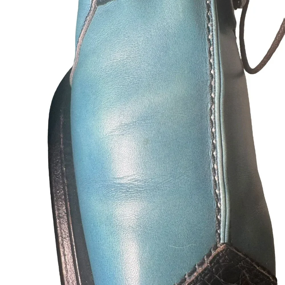 Paolo De Marco By Mezlan Genuine Crocodile Blue Split Square Toe Size 10 Rare